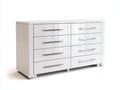 Cassettiera - MDF - Metallo - 135 x 43 x 78 cm - Bianco lucido-Argento - Stile contemporaneo