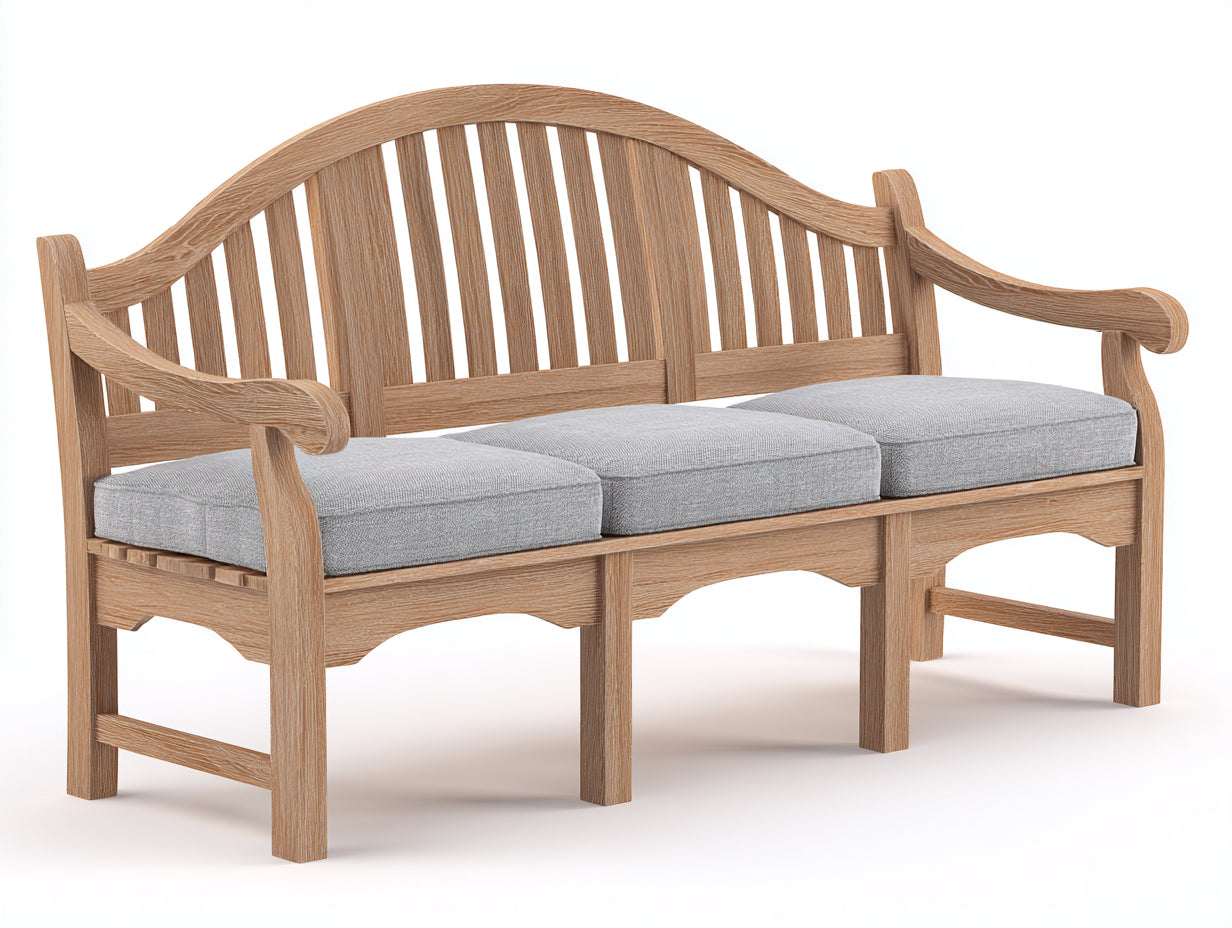 Panche da giardino - Legno-Tessuto - 168x64x96 cm - Marrone chiaro-Grigio chiaro - Design arcuato