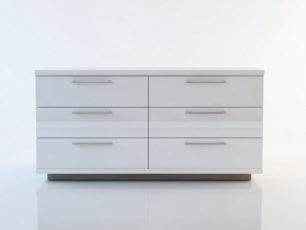 Cassettiera - Legno-Metallo - 150 x 45 x 85 cm - Bianco - Stile minimalista