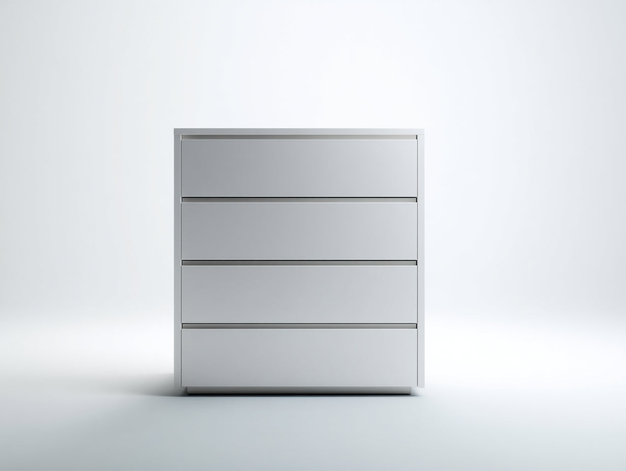 Cassettiera - Legno - 80 x 42 x 105 cm - Bianco - Stile minimalista