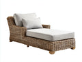 Lettino prendisole - Rattan-Tessuto - 198x88x90 cm - Marrone naturale-Grigio perla - Stile rustico
