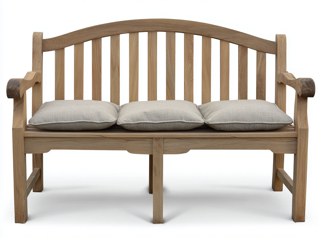 Panche da giardino - Legno-Tessuto - 164x63x95 cm - Marrone naturale-Grigio tortora - Stile classico