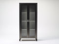 Vetrina - Legno-Vetro-Metallo - 82 x 38 x 180 cm - Grigio scuro - Stile moderno