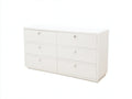 Cassettiera - MDF-Metallo - 138 x 44 x 79 cm - Bianco opaco-Argento - Stile classico contemporaneo
