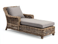 Lettino prendisole - Rattan-Tessuto - 198x84x89 cm - Marrone naturale-Grigio tortora - Stile classico