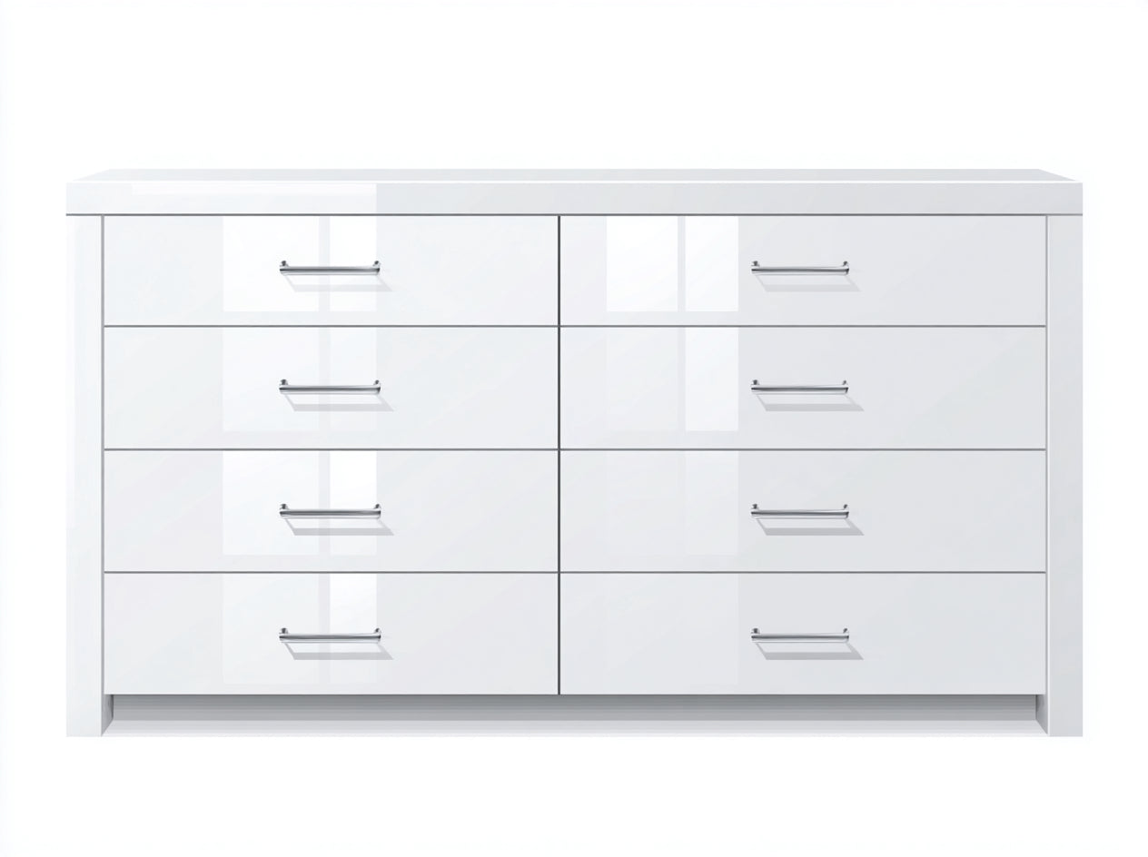 Cassettiera - Legno-Metallo - 160 x 45 x 90 cm - Bianco - Stile moderno