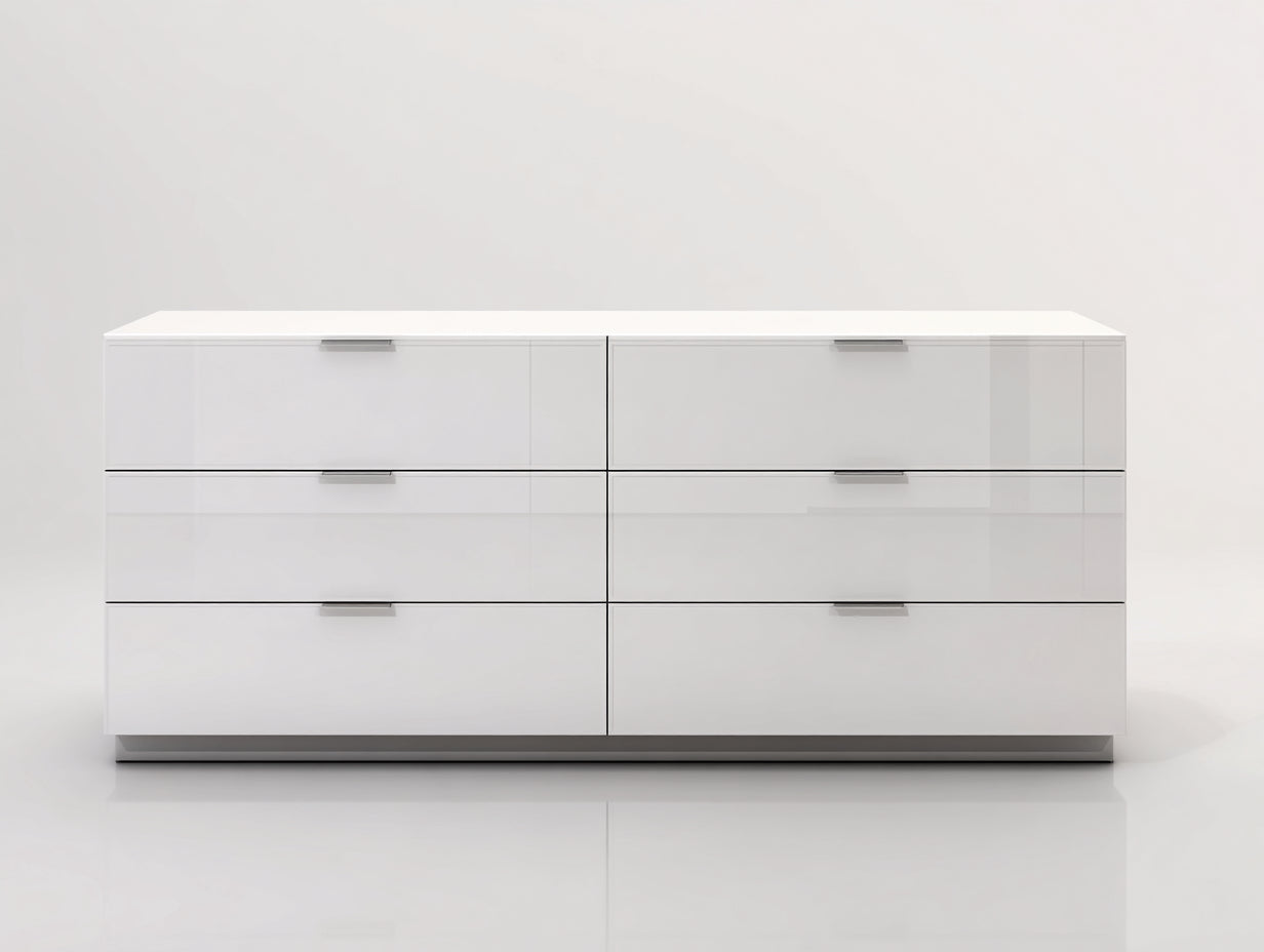 Cassettiera - Legno-Metallo - 160 x 45 x 84 cm - Bianco - Stile contemporaneo