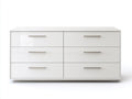 Cassettiera - MDF-Metallo - 148 x 46 x 77 cm - Bianco lucido-Argento - Stile contemporaneo
