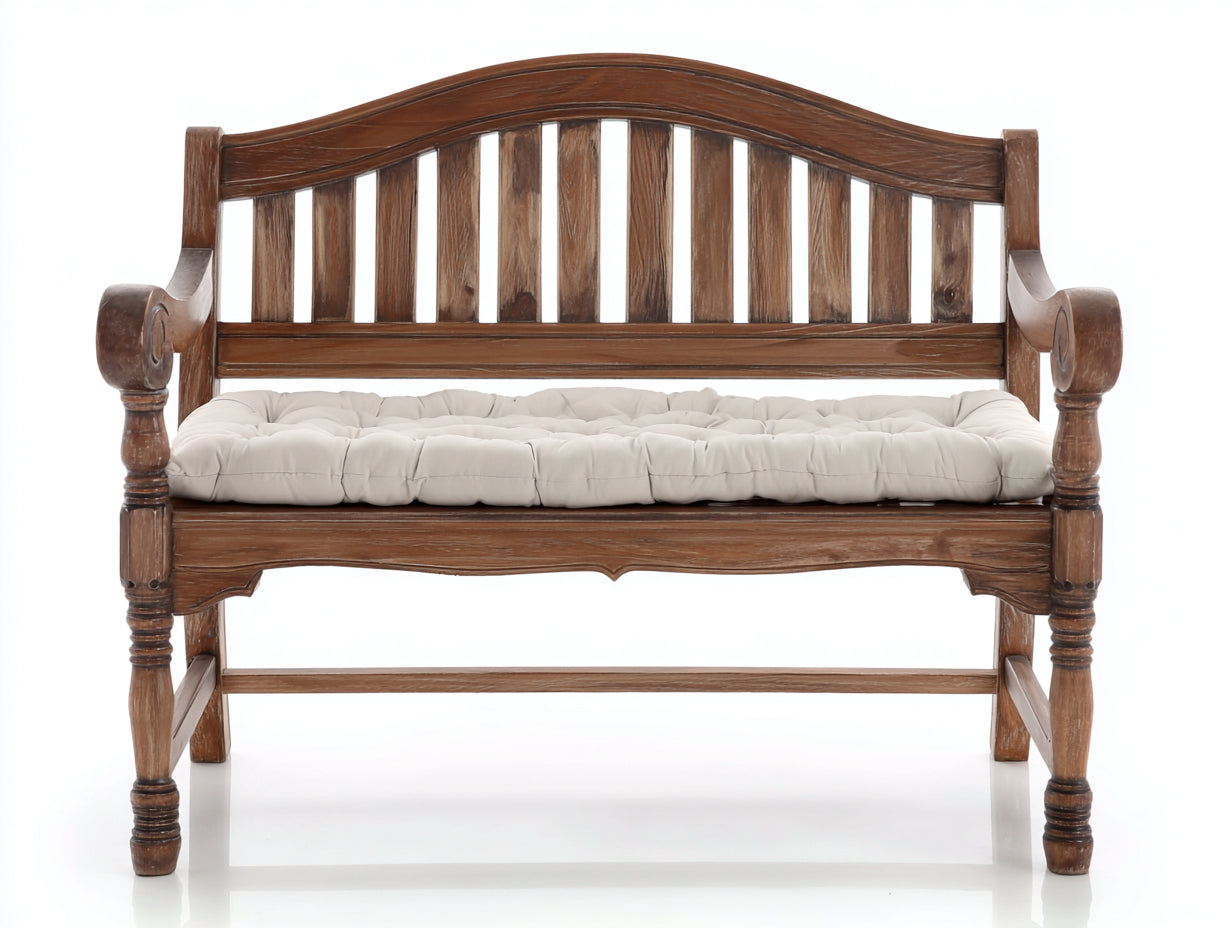 Panche da giardino - Legno-Tessuto - 130x60x93 cm - Marrone scuro-Avorio - Stile classico