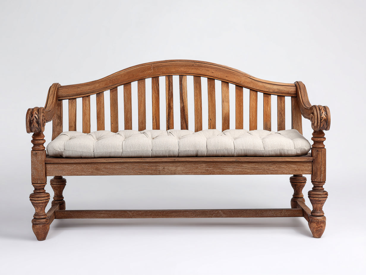 Panche da giardino - Legno-Tessuto - 150x62x94 cm - Marrone caldo-Beige - Stile tradizionale