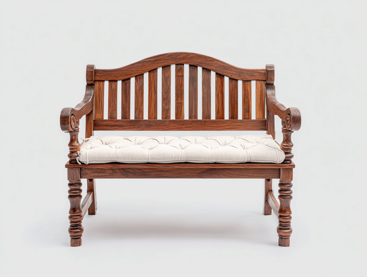 Panche da giardino - Legno-Tessuto - 132x60x93 cm - Marrone castagno-Beige chiaro - Stile classico