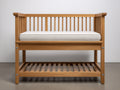 Panche da giardino - Legno-Tessuto - 126x57x94 cm - Marrone naturale-Crema - Design con ripiano