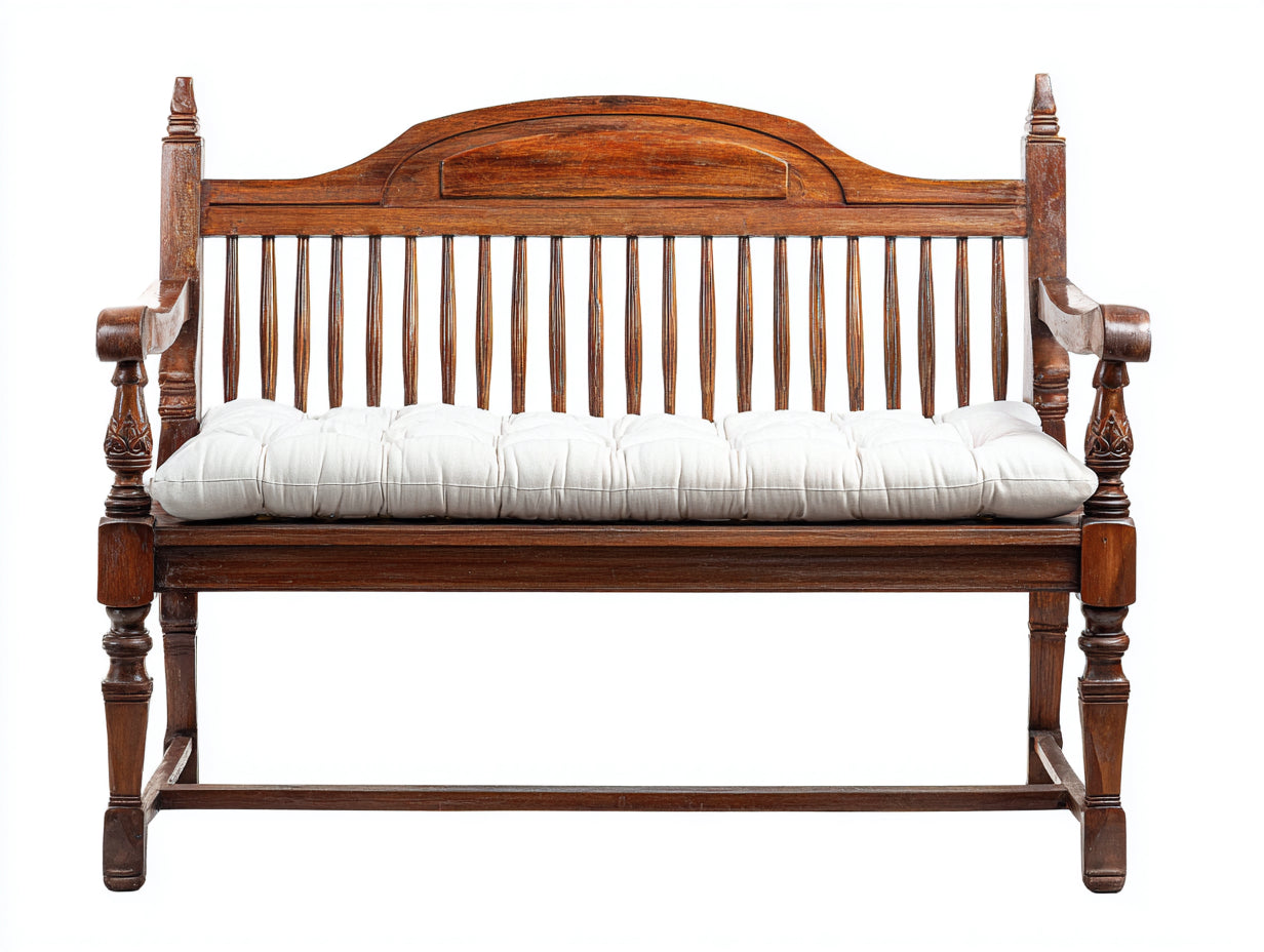 Panche da giardino - Legno-Tessuto - 140x61x98 cm - Marrone mogano-Avorio - Stile tradizionale
