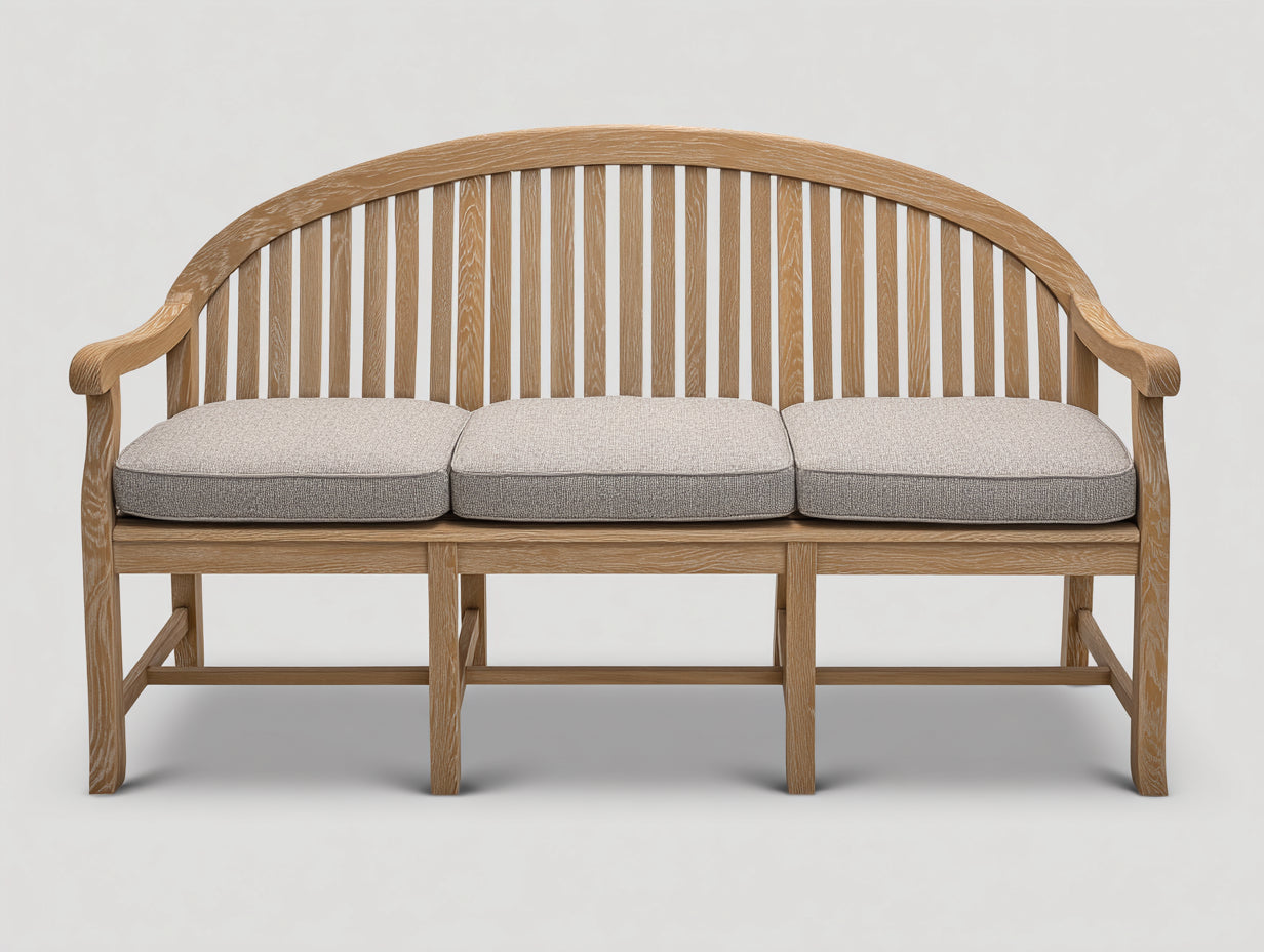 Panche da giardino - Legno-Tessuto - 178x66x101 cm - Marrone chiaro-Beige - Design arcuato