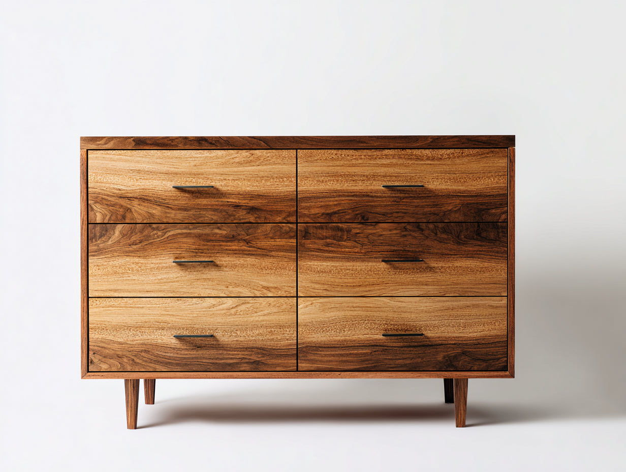 Cassettiera - Legno - 150 x 45 x 90 cm - Marrone chiaro-Marrone scuro - Stile naturale