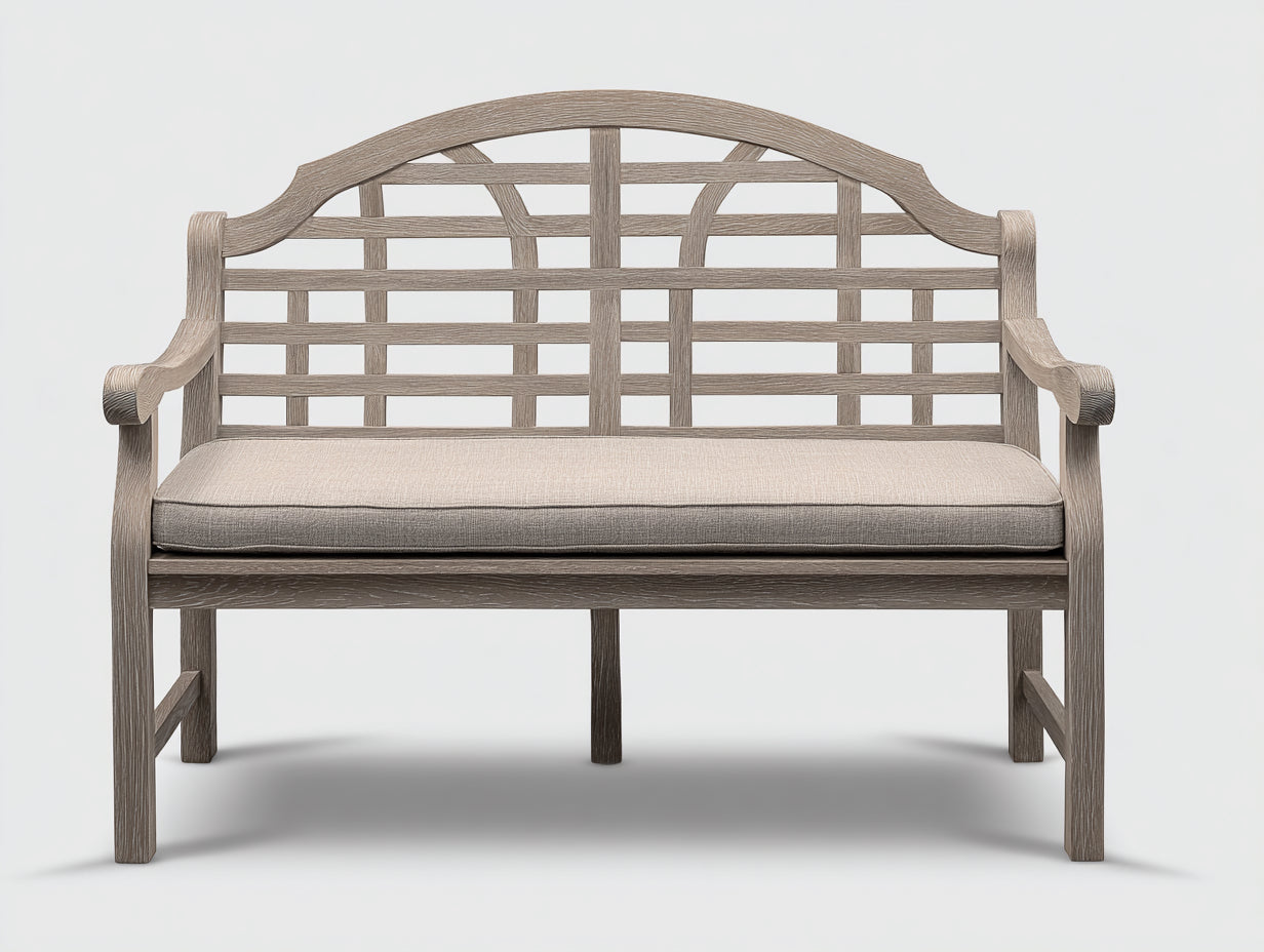 Panche da giardino - Legno-Tessuto - 132x60x94 cm - Grigio tortora-Beige - Design a griglia