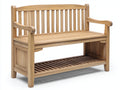 Panche da giardino - Legno - 132x56x93 cm - Marrone naturale - Design con ripiano