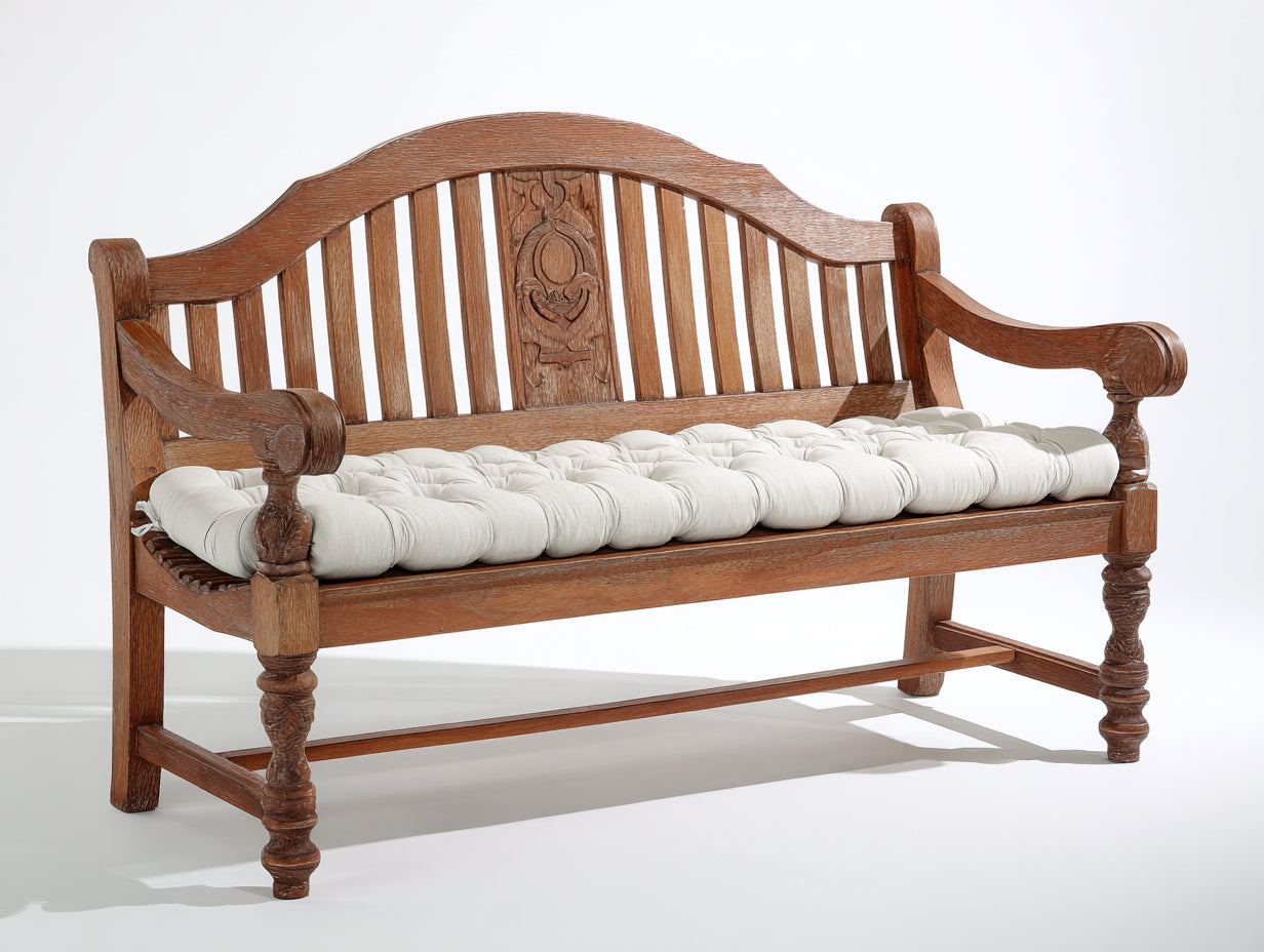 Panche da giardino - Legno-Tessuto - 158x64x97 cm - Marrone caldo-Avorio - Design decorativo