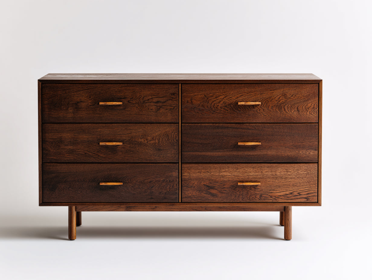 Cassettiera - Legno - 145 x 45 x 90 cm - Marrone scuro - Stile retrò